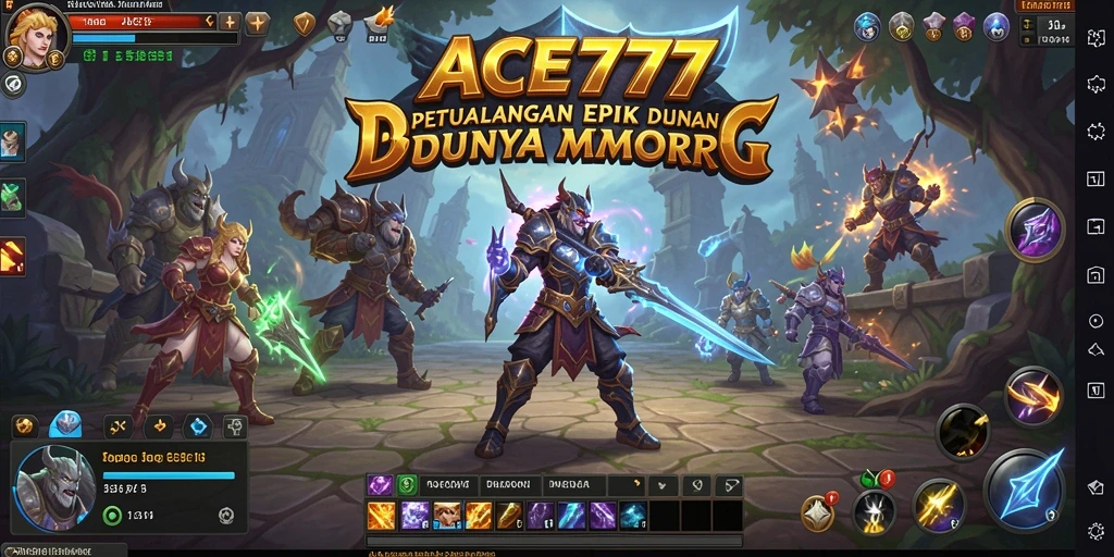 Screenshot utama ACE777 menampilkan pemain beraksi dalam pertempuran epik MMORPG.