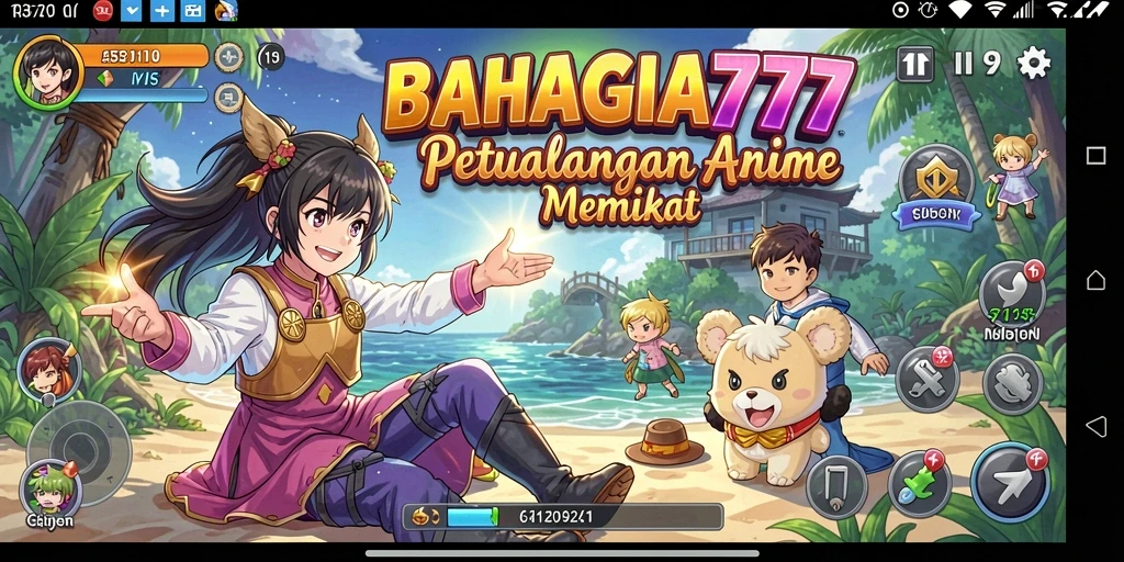 Tampilan gameplay menakjubkan dan karakter Anime yang berwarna-warni.