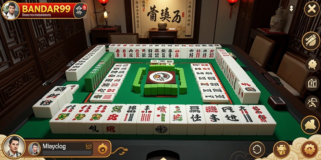 Tampilan gameplay Mahjong di BANDAR99 dengan suasana yang menarik.