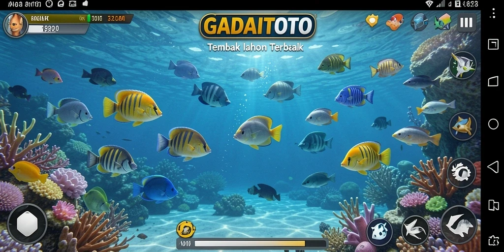 Tampilan gameplay seru dalam GADAITOTO dengan aksi menembak ikan.
