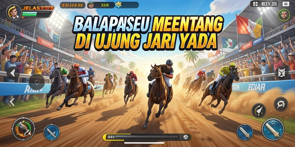 Screenshot gameplay JELAS777 menampilkan aksi balapan yang seru dan mendebarkan.