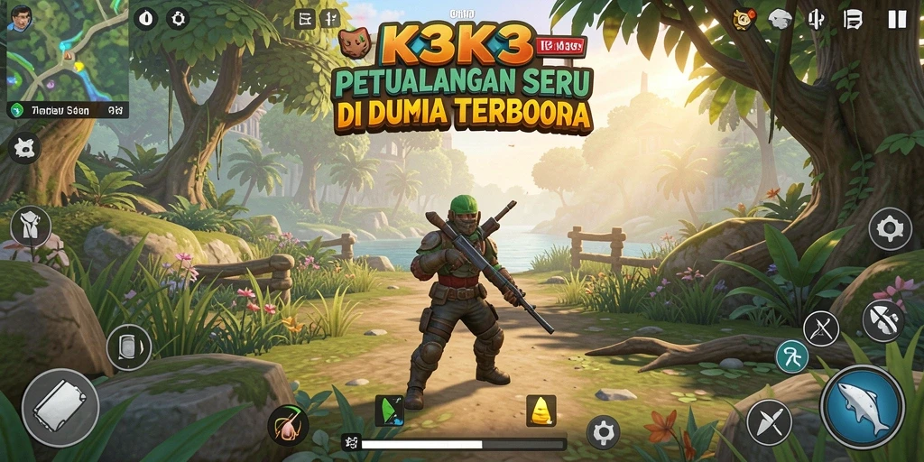Tampilan gameplay K3K3 yang mendebarkan di dunia terbuka.