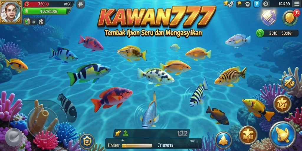 Tangkapan layar gameplay KAWAN777 menampilkan aksi tembak ikan yang seru.