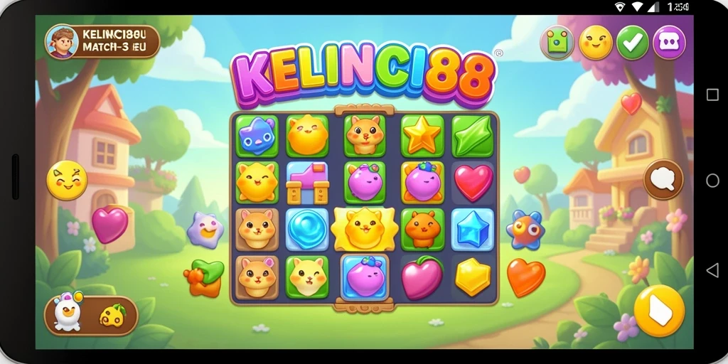Tampilan gameplay KELINCI88 dengan kelinci dan teka-teki Match-3.