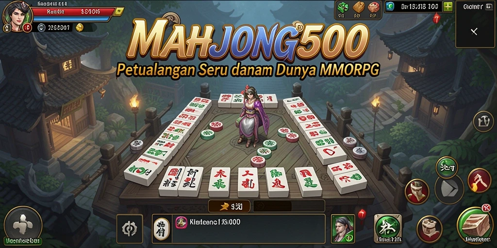 Tampilan gameplay utama MAHJONG500 yang mengesankan dalam dunia MMORPG.