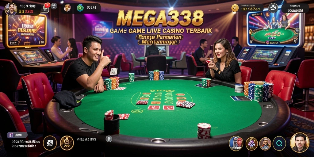 Tampilan gameplay MEGA338 dengan dealer langsung dalam aksi.