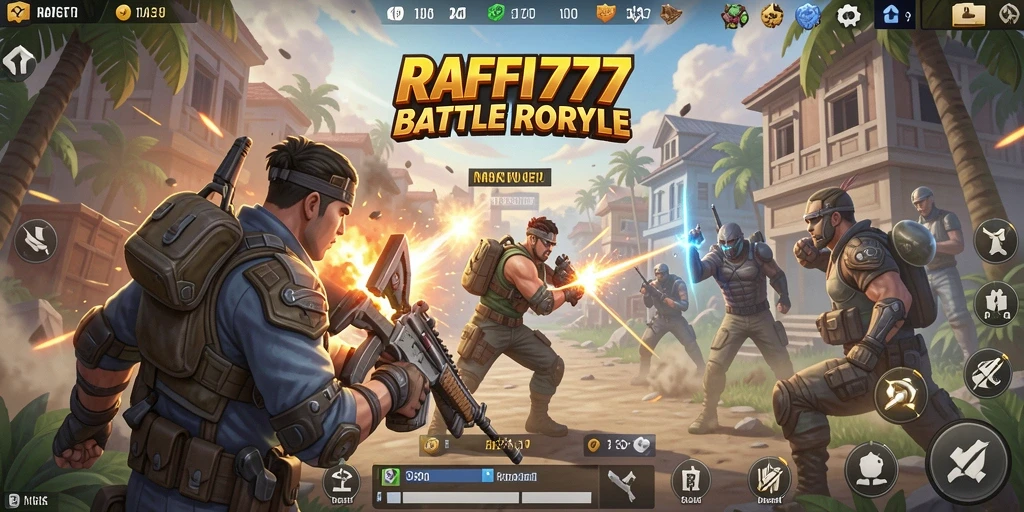 Screenshot utama RAFFI777 memperlihatkan aksi seru dalam pertempuran Battle Royale.
