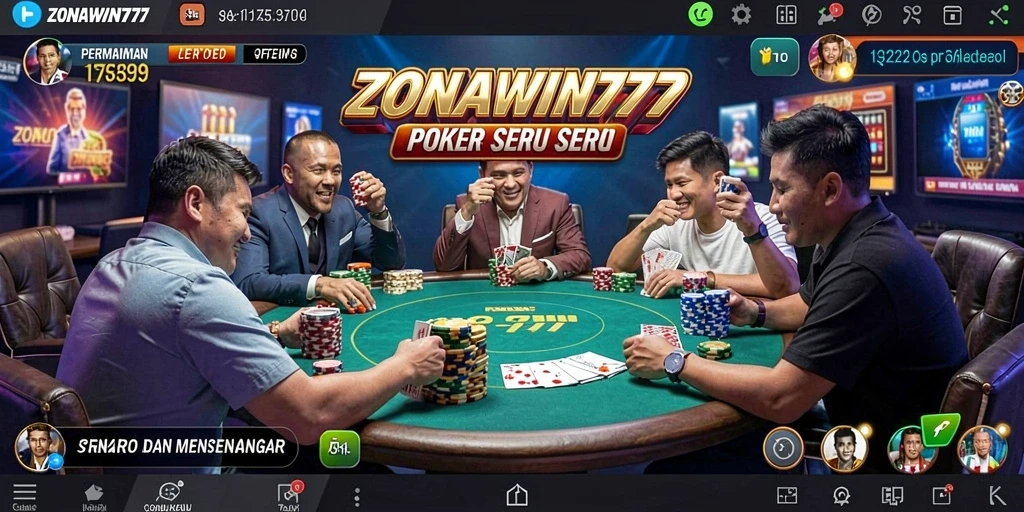 Tampilan seru gameplay Poker di ZONAWIN777.